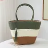 Bolso Tejido de Paja, Bolso de Mano Versátil de Moda Casual Transfronterizo, Patrón Tejido, Nuevo Estilo de Primavera, Bolso Tote Simple de Gran Capacidad