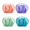 Gorro de ducha para mujer elástico reutilizable de doble capa impermeable para ducha, gorro de ducha para baño, gorro de ducha para el pelo