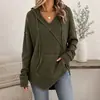 Moda Casual Amazon 2026 Cuadrícula Estación Independiente Waffle Anou Ropa para Mujer Sudadera con Capucha Cordón Otoño