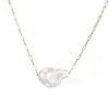 Collar Minimalista de Acero Inoxidable con Perla Irregular de Alta Gama Aogu, Venta Cruzada, Joyería de Personalidad de Nicho para Mujeres en Instagram