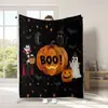 Manta de franela temática de Halloween con estampado digital, exclusiva para ventas transfronterizas, disponible para envío directo de artículos individuales, adecuada para siestas en la oficina y uso con aire acondicionado