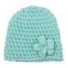 Chapéu de Lã Tricotado de Inverno Novo Europeu e Americano para Crianças com Florzinha, Chapéu de Lã Quente Multicor para Bebê, Chapéu de Bebê