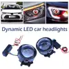 Lente de farol de carro Devil Eye de 3 polegadas 12V com efeito olho de demônio dinâmico e olho vermelho - Kit de adaptação para farol - Acessório automotivo