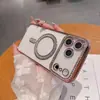 Adequado para Iphone18Promax Silicone Líquido Transparente Diamante Magnético Capa de Celular Apple 17 Lente Galvanizada Película