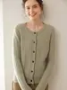 Nuevo Cárdigan de Punto de Cachemira Retorcido de Cuello Redondo para Mujer Color Puro Elegante Ropa de Trabajo Informal Sencillo Chaqueta de Manga Larga con Botones