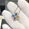 Versión Alta Bucle Harry Winston HW Collar Gota de Agua V Chapado en Oro Blanco de 18K Colgante de Diamante Completo Cadena para Clavícula Mujer