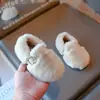 Zapatos de Algodón con Felpa de Dibujos Animados de Moda para Niñas 2026 Otoño/Invierno Nuevos Zapatos Peludos Lindos Mocasines Versátiles y Elegantes para Niñas