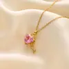 Estilo Coreano Acero Inoxidable Collar Estrella de Amor Femenino Alas de Ángel Moda Versátil Cadena para Clavícula Colgante de Cobre Venta al por Mayor de Fábrica