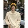 Camiseta Base Térmica de Doble Cara Estilo Americano para Hombre, Sudadera Interior de Otoño con Cuello Alto, Camiseta de Manga Larga Pesada Estilo Americano