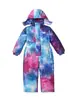 Nuevo mono estampado a prueba de viento, impermeable y cálido para niños y niñas de la CUHK, otoño e invierno 2024, traje de esquí grueso con capucha resistente al frío