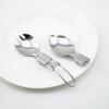 Portátil de aço inoxidável dobrável colher fast food salada colher garfo dobrar colher ao ar livre camping dobrável louça