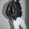 Nova Jaqueta de Couro PU Masculina Estilo Levemente Maduro Outono/Inverno Piquet Elegante Gola Lapela Tendência Casual Solta Versátil