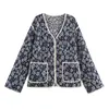 Venta al por mayor 2024 verano nuevo estilo europeo y americano chaqueta acolchada de algodón con estampado de doble cara para mujer chaqueta acolchada de algodón holgada