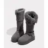 Botas de Nieve Grises de Suela Gruesa para Mujer 2026 Invierno Nuevas Botas Largas con Acolchado de Terciopelo Cálidas Botas Altas Zapatos Grandes de Algodón del Noreste