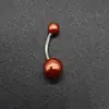 Anéis de Umbigo de Pérola Estilo Europeu e Americano, Piercings de Umbigo Multicor Galvanizados em Aço Inoxidável, Joias para Piercing Corporal, Atacado Transfronteiriço em Estoque