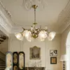 Luminária de quarto vintage francesa, estilo creme de meados do século, quarto principal, luminária floral clássica pastoral country para escritório