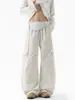 Calça de trabalho xadrez patchwork estilo americano de perna larga para homens, novo design de outono 2026, calça longa casual oversized