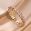 Pulsera de Zirconia Incrustada con Diamantes Europeos y Americanos Abierta Personalidad Celebridad de Internet Temperamento Pulsera Geométrica Ins Exagerada Pulsera de Moda de Metal