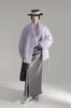 Abrigo de Terciopelo de Nube y Mohair con Cuello Alto, Diseño Minimalista para Mujer, Abrigo de Lana Holgado, Nuevo Abrigo de Otoño e Invierno