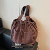 Bolso de Estilo Ins Perezoso Bolso Commuter para Mujer Bolso Cubo con Cordón de Gran Capacidad Bolso Casual de Hombro para Estudiantes Universitarios Bolso Escolar