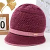 Chapéu de Inverno Feminino 2026 Novo Estilo Chapéu Balde de Proteção contra Frio Chapéu Quente de Mãe Meia-idade e Idosos Chapéu de Lã Tricotado Espessado com Veludo