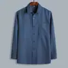 Camisas Casuais de Manga Longa de Verão para Homens de Meia-Idade e Idosos, Camisas Masculinas de Corte Amplo, Tops Masculinos de Algodão, Camisas Versáteis no Atacado com Toque Gelado