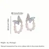 Aretes de Botón Flor Floreciente Mariposa Azul Perla Elegante Ricos y Nobles Flor Floreciente Dopamina Diseño de Alta Gama Pendiente Único