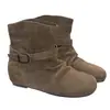 Botas Birkenstock Redondas Retro para Mujer con Tacón Oculto 2026 Otoño/Invierno Nuevas Botas Versátiles Arrugadas Apiladas Botines