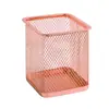 Porta Plumas de Malla de Hierro Redondo Cuadrado Caja de Almacenamiento de Escritorio Caja de Almacenamiento de Gran Capacidad Porta Plumas de Oficina Simple y Elegante Al por Mayor