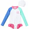 Moda Praia Feminina Verão 2026 Novo Estiloso Dopamina Peça Única Alta Apresentação Maiô Férias Roupa de Banho Infantil de Manga Longa