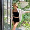 2025 Estilo Coreano Novo Contraste Cor Split Maiô Feminino Sexy Backless Esportes Strap Bikini Fairy Bikini