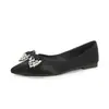 Elegantes Zapatos Planos de Estilo para Viajar con Lazo de Pedrería, Slip-On Poco Profundos, Novedad Otoño 2026, Tallas Grandes para Mujer