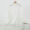 Camiseta de Modal de Manga Larga con Cuello Alto para Mujer, Nueva de Primavera y Otoño, Camisa Base Casual Holgada, Top Talla Grande