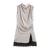 Ropa Europea y Americana de Mujer Transfronteriza, Vestido Mini de Encaje Patchwork de Moda Más Vendido en Aliexpress