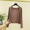 Nuevo cárdigan fino de manga larga para mujer primavera-verano, chaqueta estilo chal, abrigo de algodón modal con protección solar, camisa ajustada para aire acondicionado