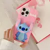 Funda de Silicona con Soporte de Stitch Lindo Estéreo 3D para Teléfono Móvil Adecuada para Iphone1716Promax Cubierta Protectora de Dibujos Animados