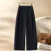 Pantalones de traje para mujer hechos a medida, nuevo estilo de otoño, cintura elástica, 2026, adelgazantes, holgados, casuales, pierna ancha estrecha