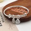 Pulsera Nueva de Loto para Mujer Pulsera de Plata Esterlina Sólida con Baño de Moda 999 Nuevo Estilo Chino Pulsera Push-pull para Regalo de Novia