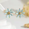 Brincos de Ráfia Florais Estilo Resort Transfronteiriços, Simples e Luxuosos, Brincos de Alta Qualidade, Pequenos, Doces e Versáteis para Mulheres