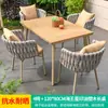 Mesas y Sillas de Exterior Mojia Estilo Nórdico Patio de Ocio Jardín Villa Patio Sencillo Mimbre Aleación de Aluminio Juego de Mesa y Sillas