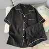 Conjunto de Pijama de Hilo de Algodón Nube para Hombre, Verano Manga Corta y Shorts, Delgado, Sencillo, Holgado, para Adolescentes y Jóvenes, Conjunto de Ropa para el Hogar
