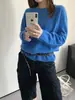 Elegante suéter de punto casual versátil para mujer, color sólido, cachemir, cuello redondo, manga larga, 26 otoño, nuevo top estilo coreano