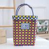 Bolsa Tejida de Plástico para la Celebración del Internet Tailandés 2025 Bolso de Mano Cesta con Bolsa Tejida Color de Contraste Cuadros Bolso de Playa de Nicho para Vacaciones