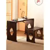 Mesa de zither de paulownia quemada mesa de guqin de resonancia antigua taburete mesa de zither de madera maciza mesa de zither guzheng mesa de estudios chinos escritorio de caligrafía y pintura mesa
