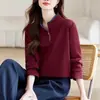 Sudadera de algodón Mamba 2026 otoño e invierno nueva moda elegante casual que rejuvenece cuello alto media cremallera para madres de mediana edad