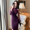 Vestido Sexy Francês com Manga Sino Slim Fit Fenda Outono 2026 Novo Estilo com Saia Interna para Mulheres 20844