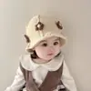Chapéu de Bebê Menina Outono e Inverno Estilo Coreano Chapéu de Pescador de Lã Feito à Mão Chapéu de Tricô para Menina de Bebê Moderno e Fofo
