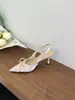 Zapatos de Salón de Punta Fina Estilo Niche de 7 cm Primavera 2025 Tacones Altos Fruncidos Sandalias de Correa Única de Boca Baja para Mujer con Punta Cerrada