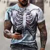 Camiseta de Manga Corta para Hombre Verano 2024 Serie Creativa de Fábrica Suelta Exportación Europea y Americana Impresión Digital 3D