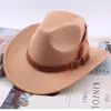 Chapéu de Cowboy Mais Vendido na Amazon Transfronteiriço Chapéu de Cavalheiro Ocidental Chapéu de Cowboy Ocidental Retrô Chapéu de Sol com Cinto de Pena